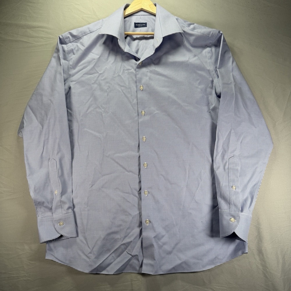 Proper Cloth Button Up Shirt Mens XL Blue Check Long Sleeve Non Iron Picnic